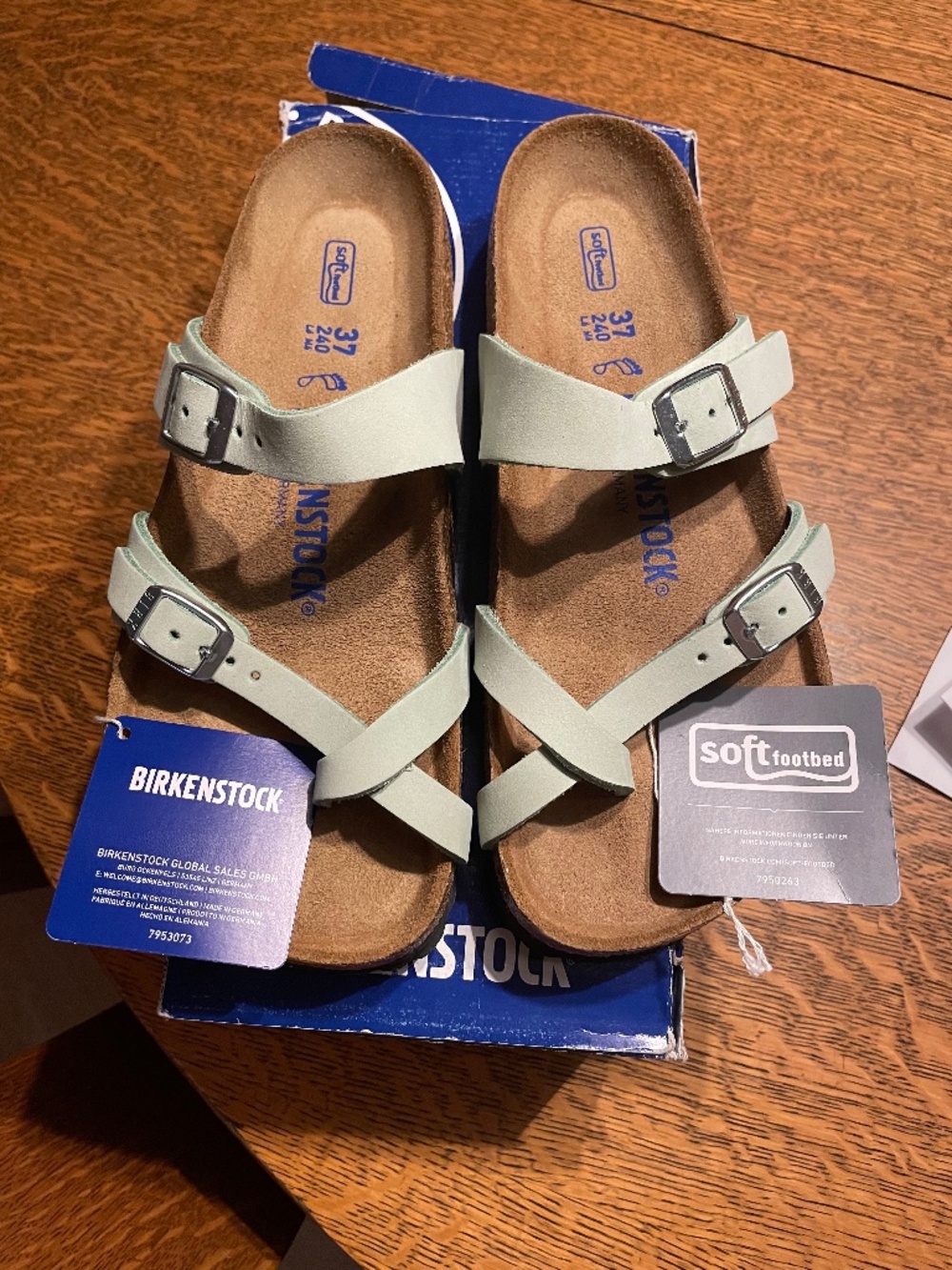New Birkenstock Mayari genuine leather Matcha soft footbed Size 37